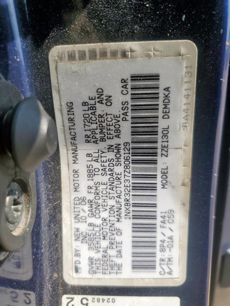 1NXBR32E37Z806129 - 2007 TOYOTA COROLLA CE BLUE photo 13