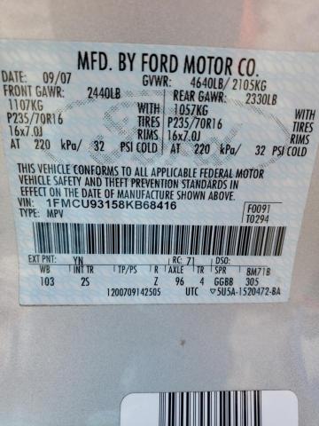 1FMCU93158KB68416 - 2008 FORD ESCAPE XLT SILVER photo 13