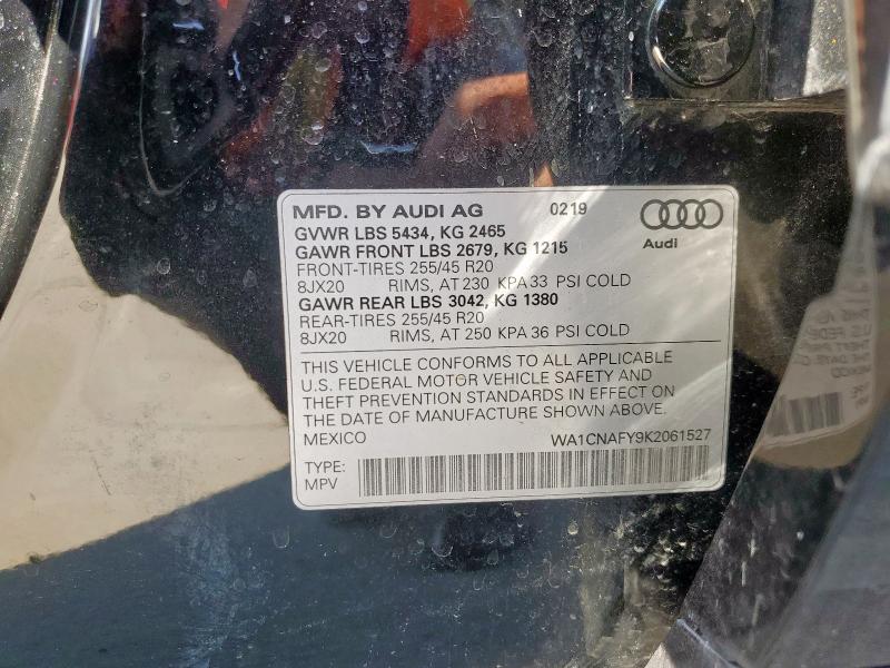 WA1CNAFY9K2061527 - 2019 AUDI Q5 PRESTIGE BLACK photo 13