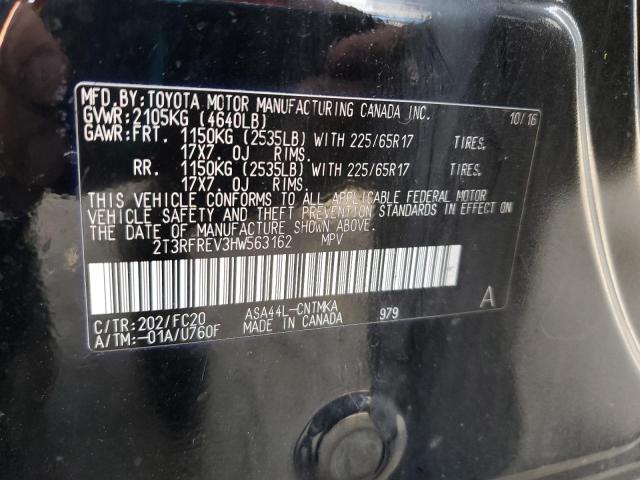 2T3RFREV3HW563162 - 2017 TOYOTA RAV4 XLE BLACK photo 13