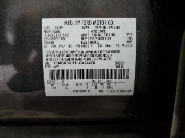 1FMSK8DH1LGA24476 - 2020 FORD EXPLORER XLT GRAY photo 13