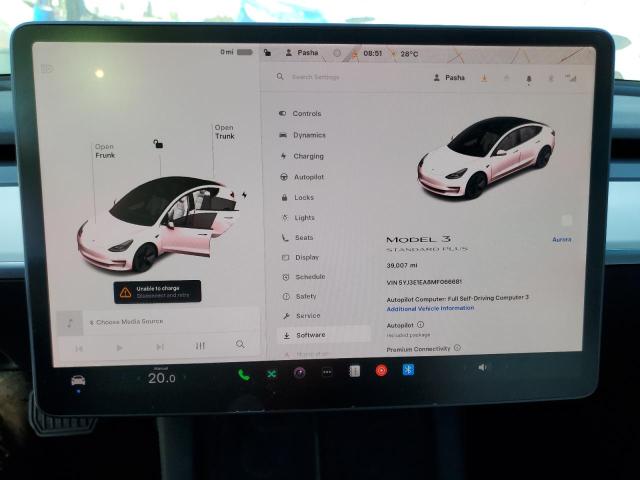 5YJ3E1EA8MF066681 - 2021 TESLA MODEL 3 WHITE photo 9