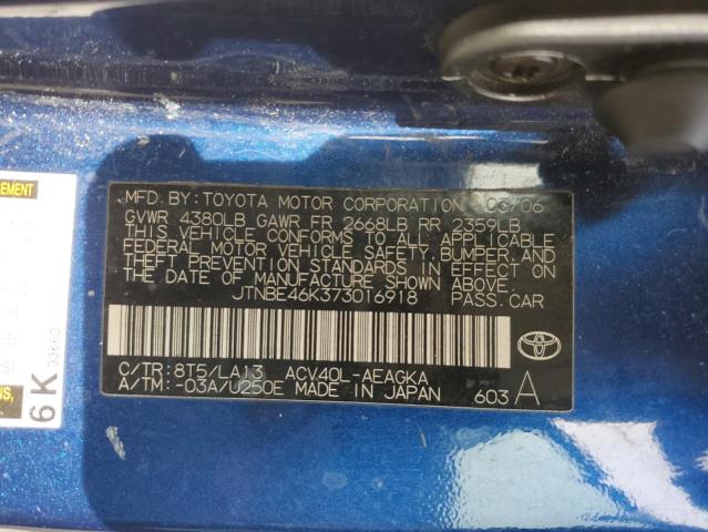 JTNBE46K373016918 - 2007 TOYOTA CAMRY CE BLUE photo 12