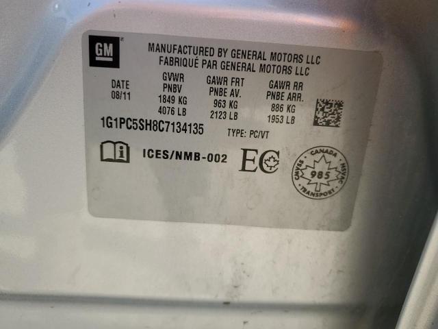 1G1PC5SH8C7134135 - 2012 CHEVROLET CRUZE LS 银色 照片 12