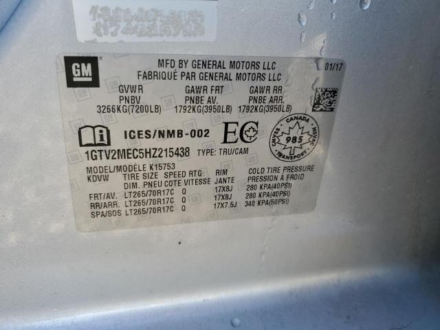 1GTV2MEC5HZ215438 - 2017 GMC SIERRA K1500 SLE SILVER photo 12