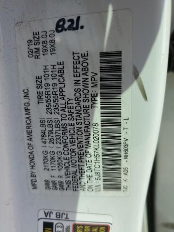 5J8TC1H57KL020078 - 2019 ACURA RDX TECHNOLOGY Белый фото 12