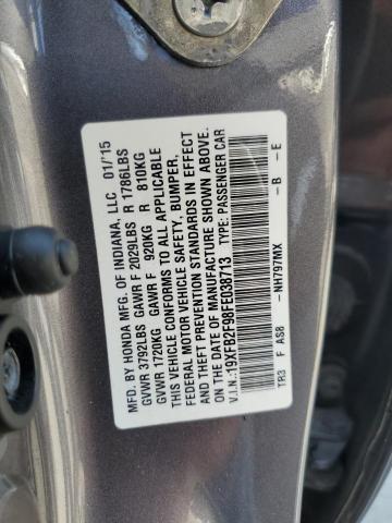 19XFB2F98FE038713 - 2015 HONDA CIVIC EXL GRAY photo 12