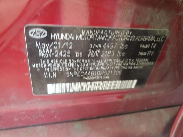 5NPEC4AB1DH521306 - 2013 HYUNDAI SONATA SE BURGUNDY photo 12