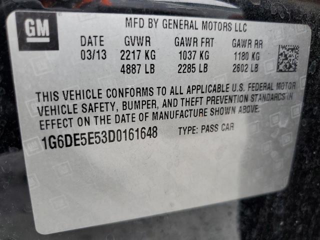 1G6DE5E53D0161648 - 2013 CADILLAC CTS LUXURY COLLECTION შავი ფოტო 12