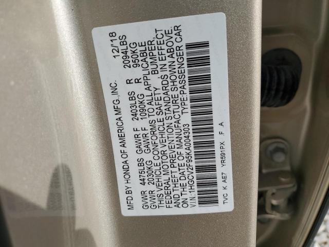 1HGCV2F95KA004303 - 2019 HONDA ACCORD TOURING TAN photo 12