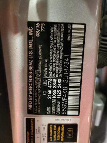 55SWF4KB1GU147341 - 2016 MERCEDES-BENZ C 300 4MATIC SILVER photo 12