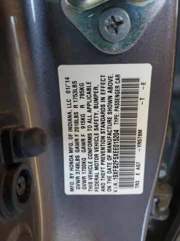 19XFB2F5XEE015204 - 2014 HONDA CIVIC LX ნაცრისფერი ფოტო 12