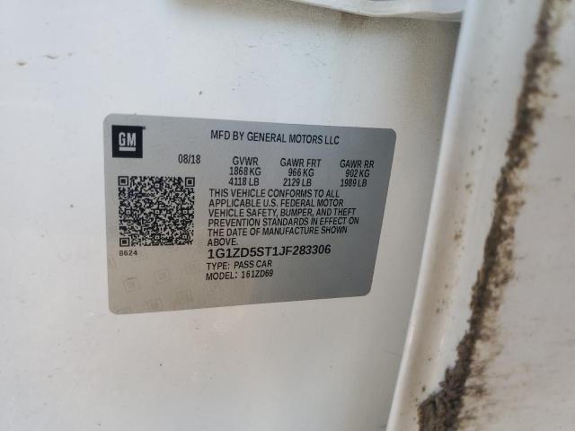 1G1ZD5ST1JF283306 - 2018 CHEVROLET MALIBU LT WHITE photo 12