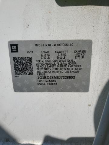 1G1BC5SM8J7228603 - 2018 CHEVROLET CRUZE LS 白色 照片 12