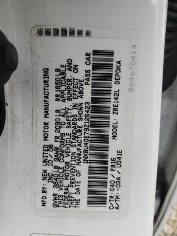 1NXBU40E79Z126423 - 2009 TOYOTA COROLLA BASE 白色 照片 13