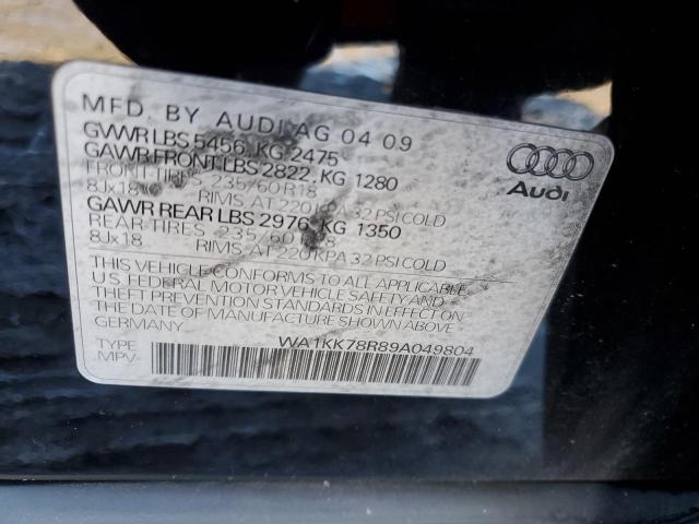 WA1KK78R89A049804 - 2009 AUDI Q5 3.2 BLACK photo 13