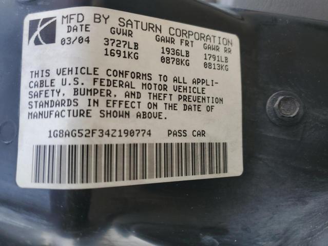 1G8AG52F34Z190774 - 2004 SATURN ION LEVEL 1 SILVER photo 12