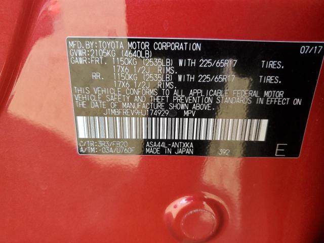 JTMBFREV9HJ174929 - 2017 TOYOTA RAV4 LE 红色 照片 13