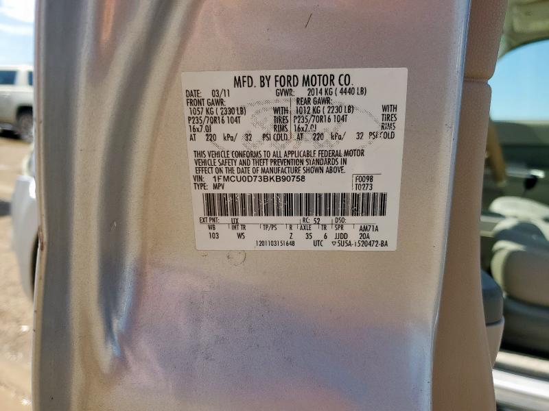 1FMCU0D73BKB90758 - 2011 FORD ESCAPE XLT 银色 照片 13