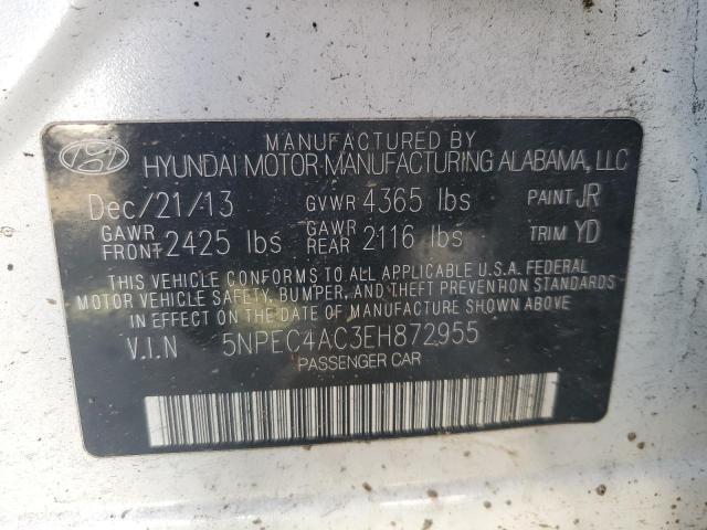 5NPEC4AC3EH872955 - 2014 HYUNDAI SONATA SE WHITE photo 12