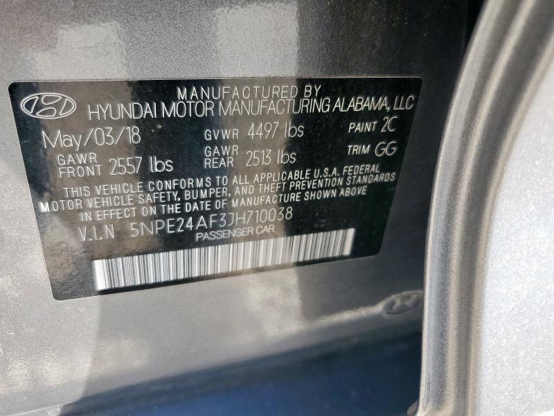 5NPE24AF3JH710038 - 2018 HYUNDAI SONATA SE Silber Foto 12