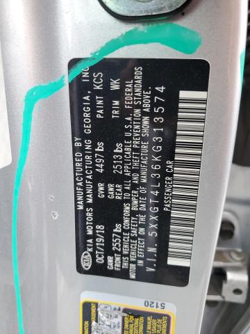 5XXGT4L36KG313574 - 2019 KIA OPTIMA LX SILVER photo 13