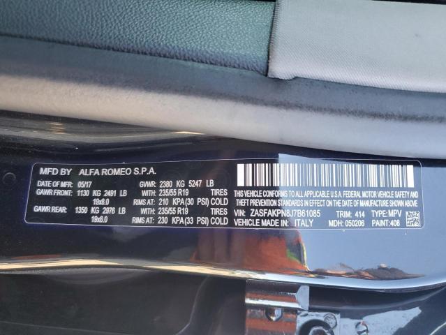 ZASFAKPN8J7B61085 - 2018 ALFA ROMEO STELVIO SPORT Чорний фото 13