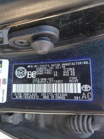 2T1BURHE4JC112857 - 2018 TOYOTA COROLLA L BLACK photo 13