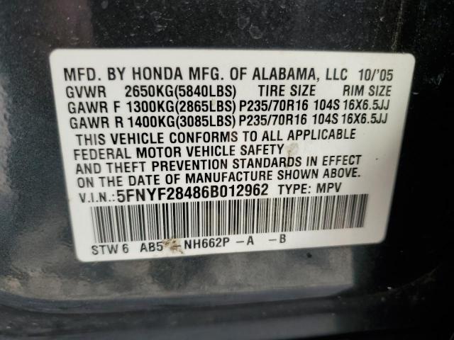 5FNYF28486B012962 - 2006 HONDA PILOT EX GRAY photo 13