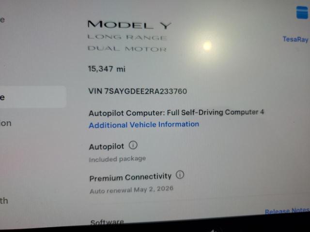 7SAYGDEE2RA233760 - 2024 TESLA MODEL Y BLUE photo 9