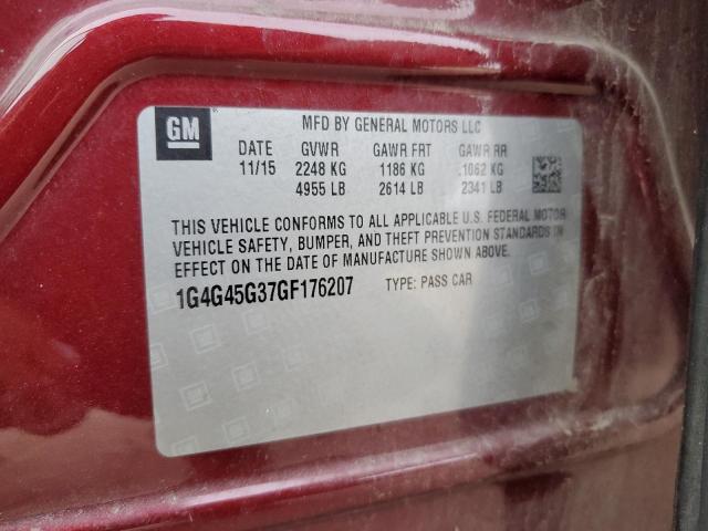 1G4G45G37GF176207 - 2016 BUICK LACROSSE SPORT TOURING BURGUNDY photo 12