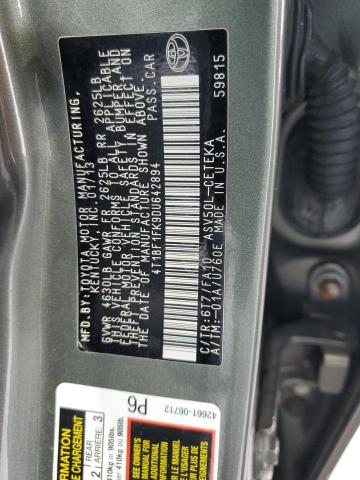 4T1BF1FK9DU642894 - 2013 TOYOTA CAMRY L SILVER photo 12