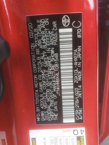 JTNKHMBX4L1081548 - 2020 TOYOTA C-HR XLE RED photo 12