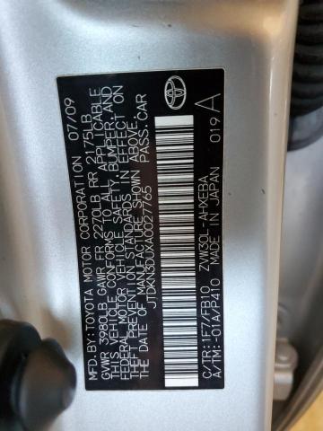 JTDKN3DUXA0027765 - 2010 TOYOTA PRIUS SILVER photo 12