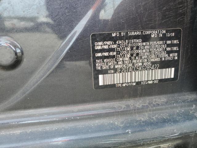 JF2GTACC5KG285422 - 2019 SUBARU CROSSTREK PREMIUM Grau Foto 12