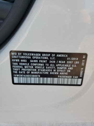 1VWCN7A33DC086079 - 2013 VOLKSWAGEN PASSAT SEL Blanc photo 12