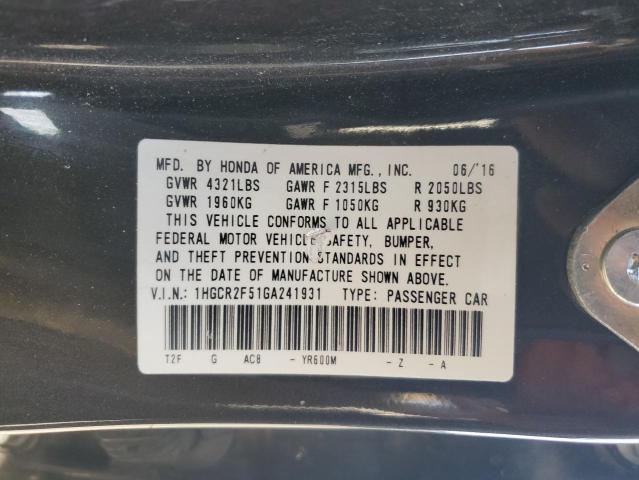 1HGCR2F51GA241931 - 2016 HONDA ACCORD SPORT BROWN photo 12