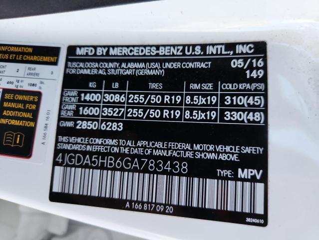 4JGDA5HB6GA783438 - 2016 MERCEDES-BENZ GLE 350 4MATIC WHITE photo 13