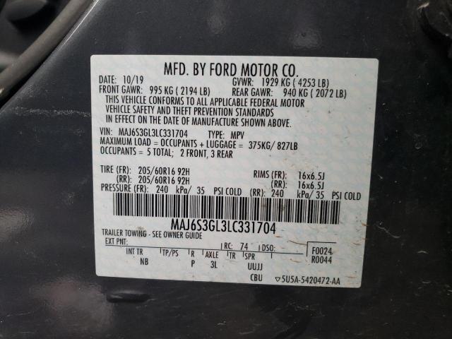 MAJ6S3GL3LC331704 - 2020 FORD ECOSPORT SE Grafit foto 12