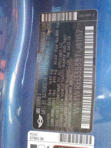 WMWRH33538TU81152 - 2008 MINI COOPER S 蓝色 照片 12