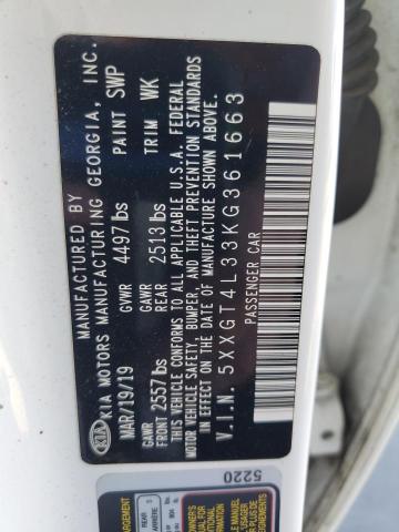 5XXGT4L33KG361663 - 2019 KIA OPTIMA LX WHITE photo 12