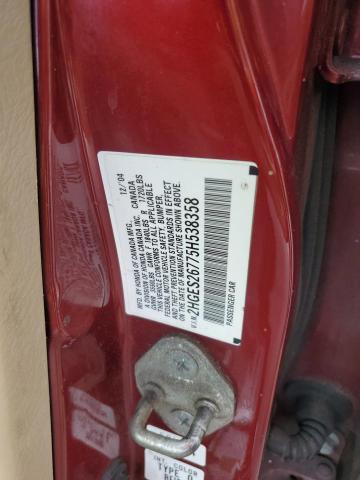 2HGES26775H538358 - 2005 HONDA CIVIC EX RED photo 13