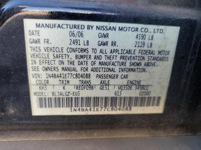 1N4BA41E77C804088 - 2007 NISSAN MAXIMA SE BLACK photo 12