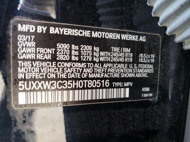 5UXXW3C35H0T80516 - 2017 BMW X4 XDRIVE28I BLACK photo 13