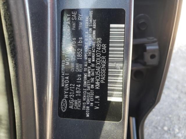 KMHCU5AEXDU074898 - 2013 HYUNDAI ACCENT GLS GRAY photo 12