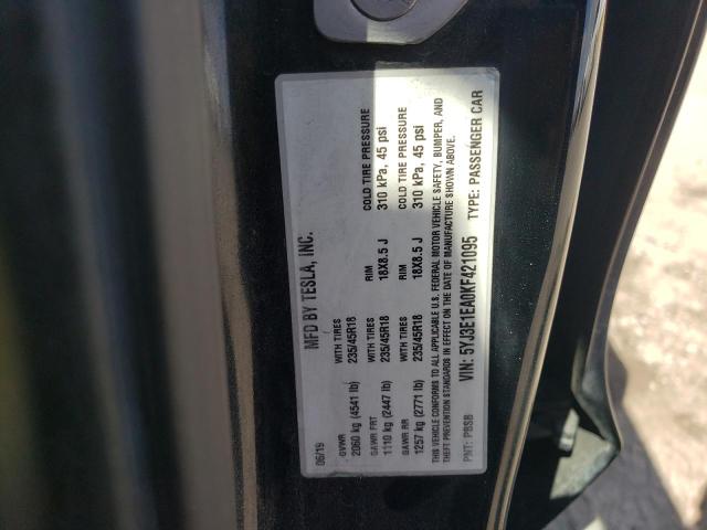 5YJ3E1EA0KF421095 - 2019 TESLA MODEL 3 Qara foto 12