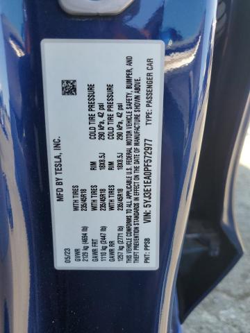 5YJ3E1EA0PF572977 - 2023 TESLA MODEL 3 ლურჯი ფოტო 12