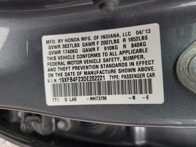 19XFB4F23DE202221 - 2013 HONDA CIVIC HYBRID GRAY photo 12
