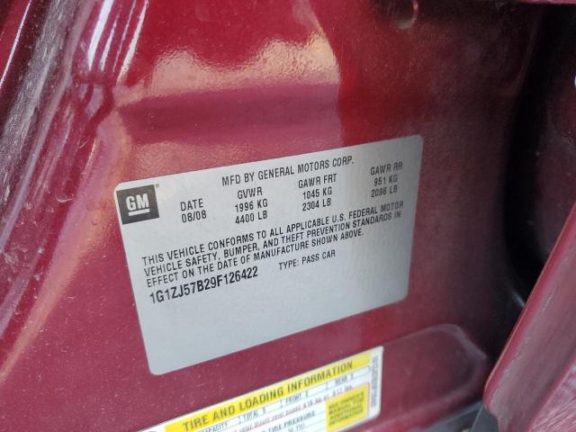 1G1ZJ57B29F126422 - 2009 CHEVROLET MALIBU 2LT BURGUNDY photo 12