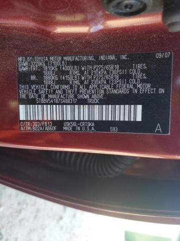 5TBBV54187S488317 - 2007 TOYOTA TUNDRA DOUBLE CAB SR5 MAROON photo 12